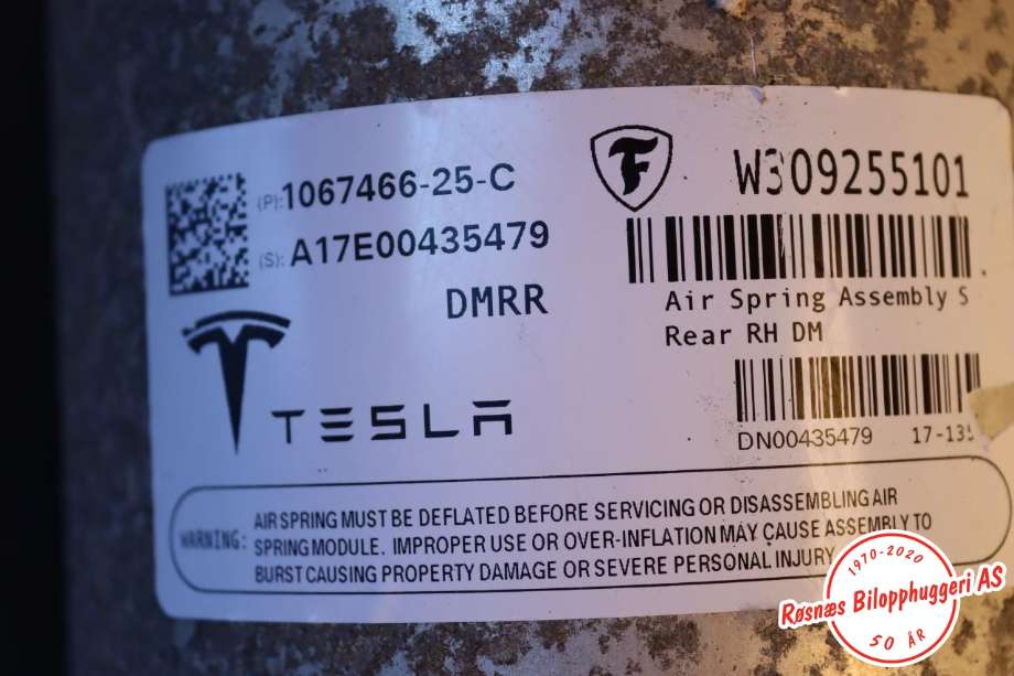 Fjær foran nivå luftpute/belg til Tesla Model S 2016-2021 (Fase 2)  (TESLA||1067466-25-C)