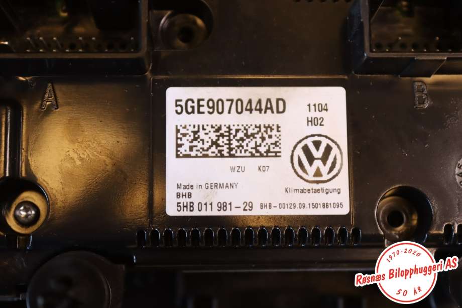 Varmeapparat betjening til VW e-Golf 2014-2017 (Fase 1)  (VOLKSWAGEN||5GE907044AD)