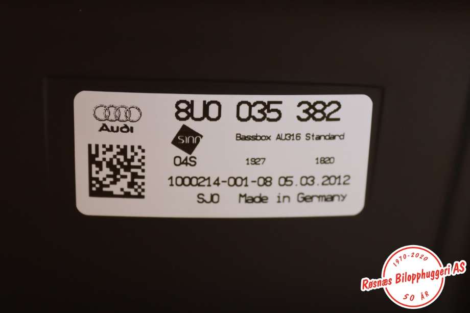Bilstereo høyttaler til Audi Q3 2011-2014 (Type I, Fase 1)  (AUDI||8U0035382)