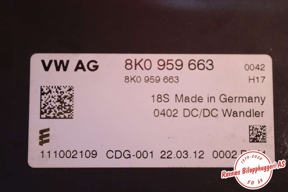 Styreenhet diverse til Audi Q3 2011-2014 (Type I, Fase 1)  (AUDI||8K0959663)
