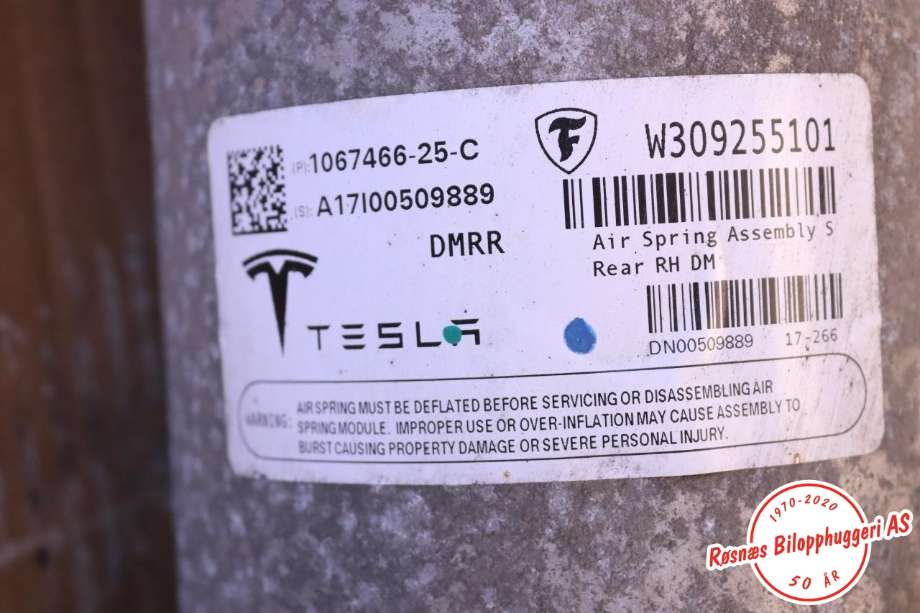 Fjær foran nivå luftpute/belg til Tesla Model S 2016-2021 (Fase 2)  (TESLA||1067466-25-C)