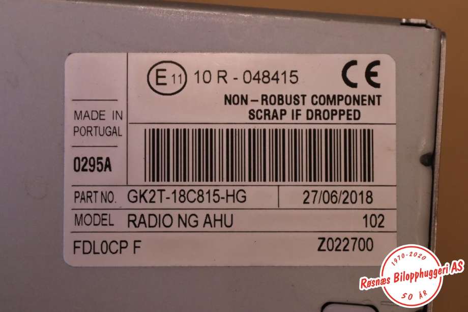 Bilstereo til Ford Transit Connect 2018-->> Type II, Fase 2 (FORD||GK2T-18C815-HG)