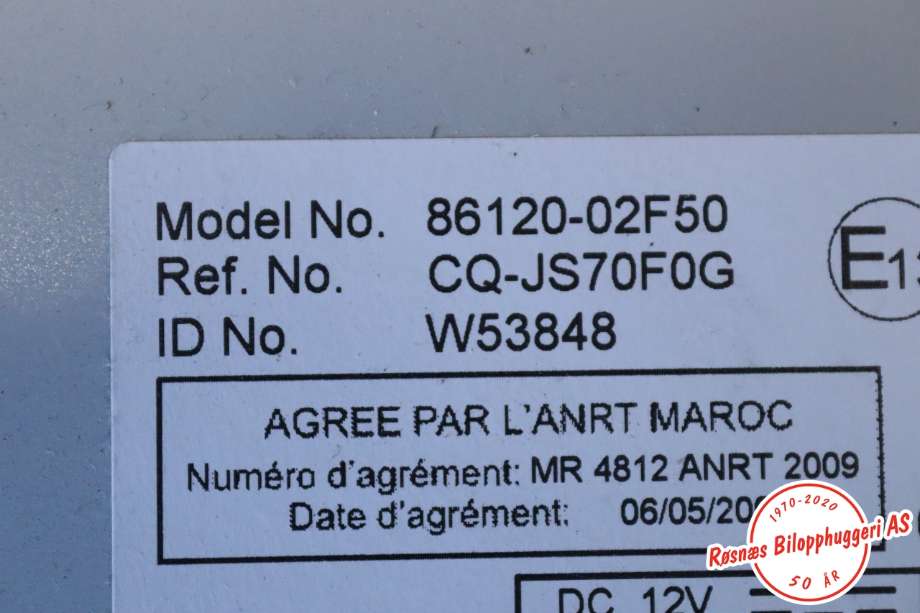Bilstereo til Toyota Auris 2010-2012 (Type I, Fase 2)  (TOYOTA||86120-02F50)