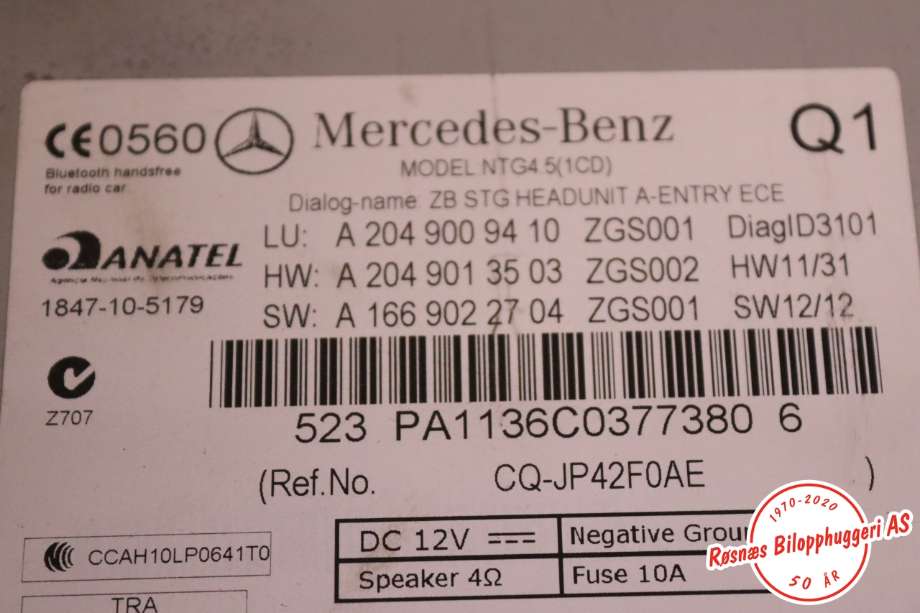 Bilstereo til Mercedes C-Klasse 2011-2014 (Fase 2) (W204) (W204) (MERCEDES||A2049009410)