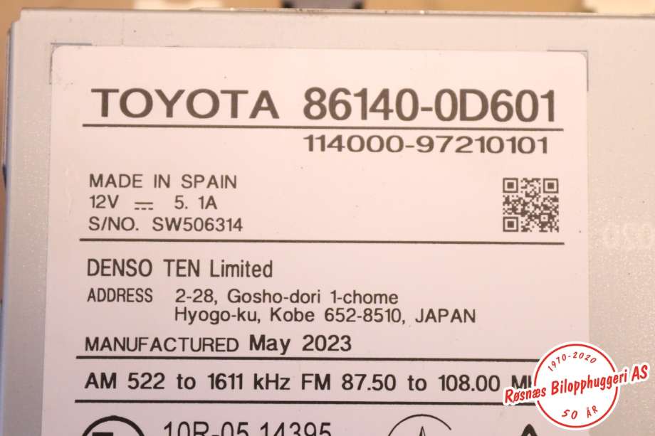 Bilstereo navigasjon til Toyota Yaris Cross (SUV) 2021-->> (TOYOTA||86140-0D601)