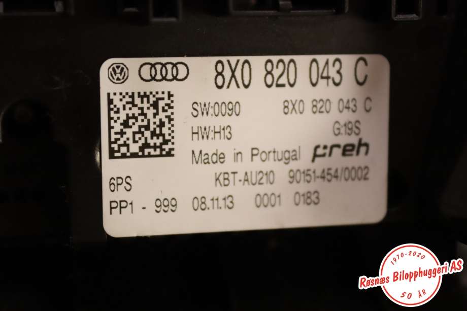 Varmeapparat betjening til Audi A1 2010-2014 (Type I, Fase 1)  (AUDI||8X0820043C)