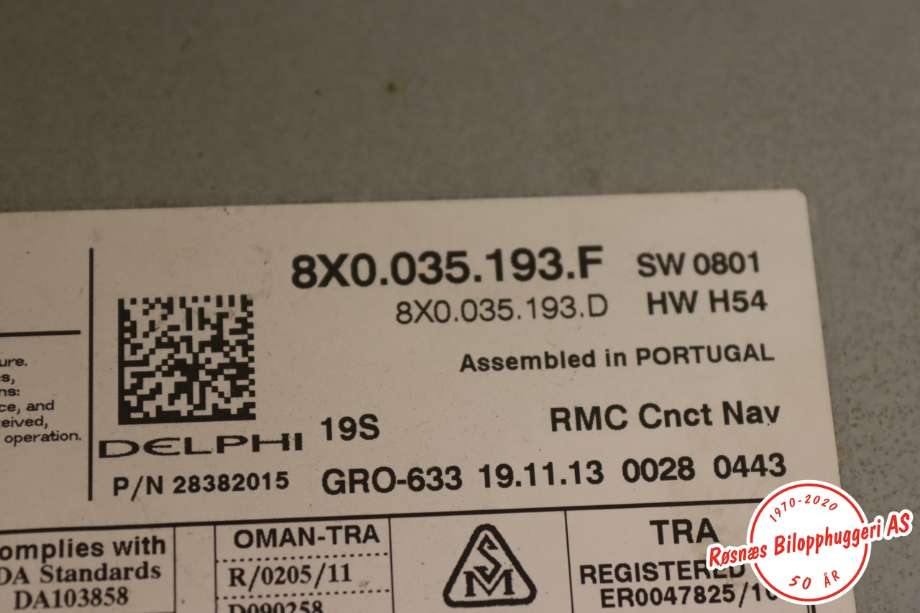 Bilstereo til Audi A1 2010-2014 (Type I, Fase 1)  (AUDI||8X0035193F)