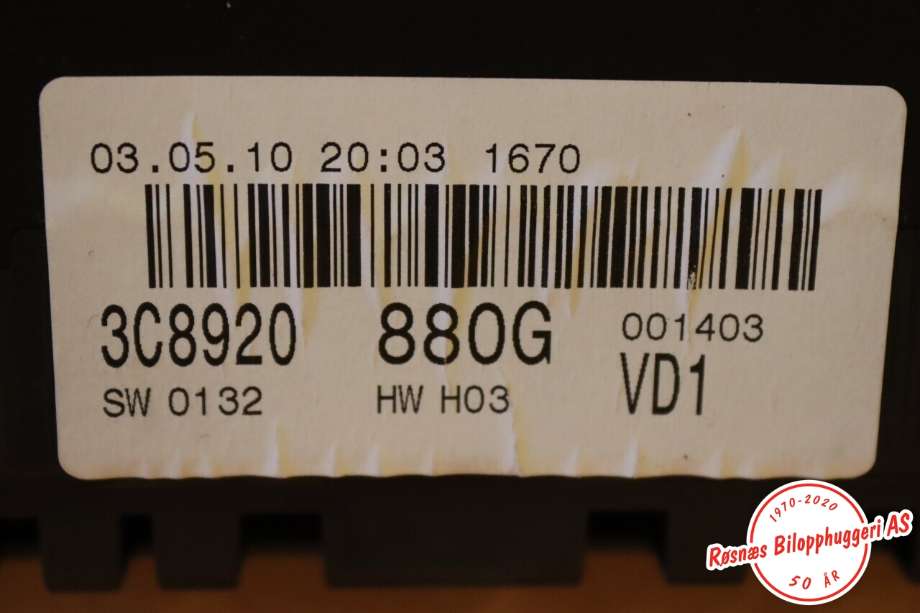 Speedometer til VW CC 2008-2012 (PASSAT CC) (PASSAT CC) (VOLKSWAGEN||3C8920880G)
