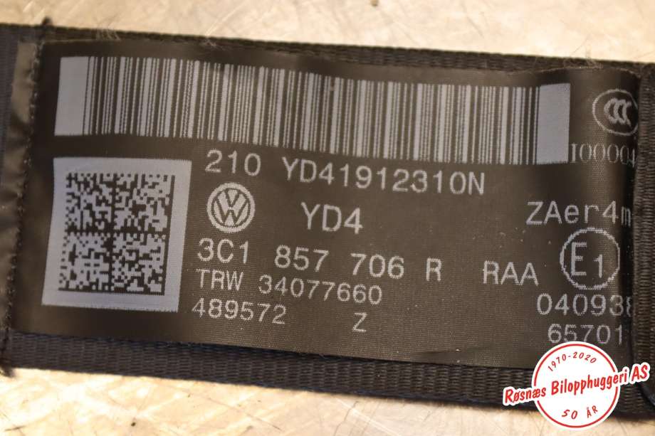 Sikkerhetsbelte foran høyre til VW CC 2008-2012 (PASSAT CC) (PASSAT CC) (VOLKSWAGEN|3C1 857 706 R||34032207B)
