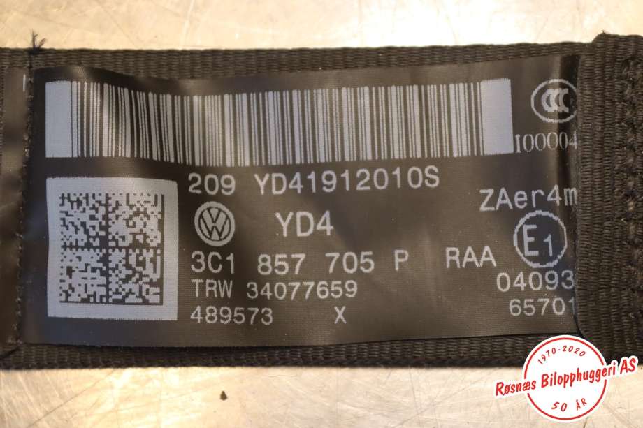 Sikkerhetsbelte foran venstre til VW CC 2008-2012 (PASSAT CC) (PASSAT CC) (VOLKSWAGEN|3C1 857 705 P||34032246B)