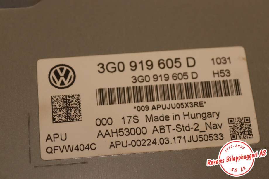 Bilstereo navigasjon til VW Passat 2015-2019 (Fase 1) (B8) (B8) (VOLKSWAGEN|3G0919605D|)
