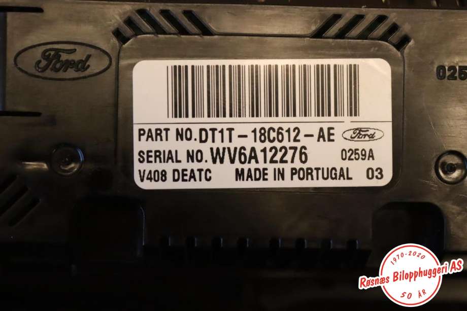 Varmeapparat betjening til Ford Transit Connect 2013-2018 Type II, Fase 1 (FORD||DT1T-18C612-AE)