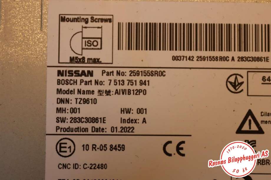 Bilstereo navigasjon til Nissan Leaf 2018-->> (Type II)  (NISSAN||259155SR0C)
