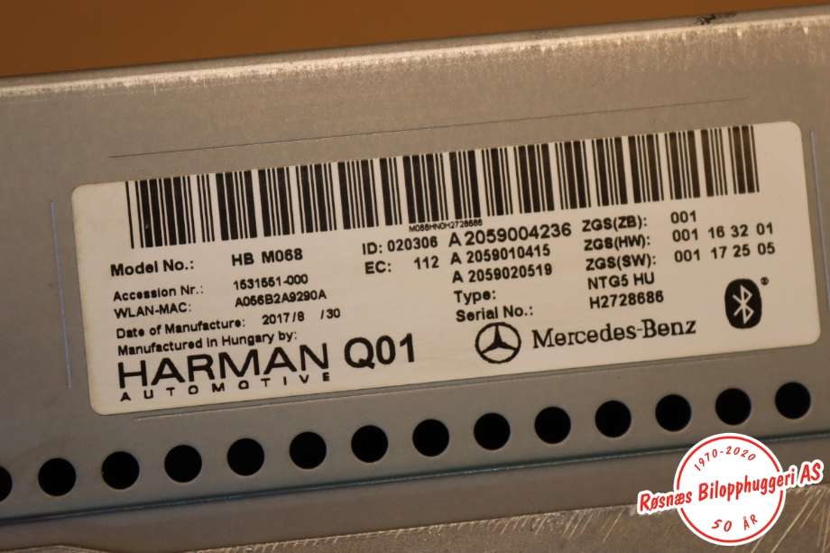 Bilstereo til Mercedes X-Klasse 2017-2020  (MERCEDES||A2059004236)
