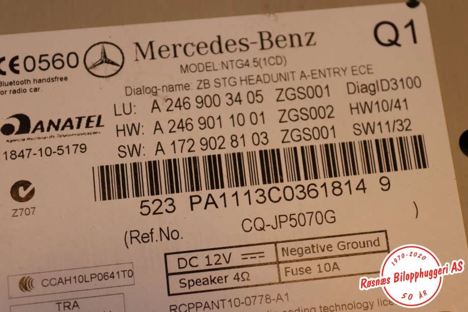 Bilstereo til Mercedes B-Klasse 2011-2018 (W246) (W246) (MERCEDES|A 246 900 67 10|)
