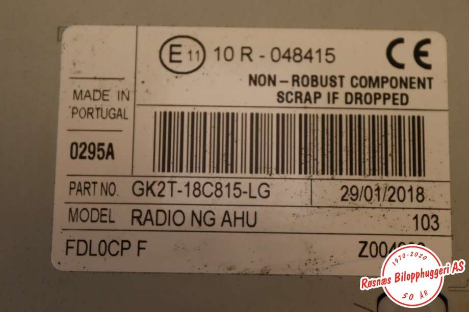 Bilstereo til Ford Transit Custom 2013-2023 (Type I)  (FORD||GK2T-18C815-LG)