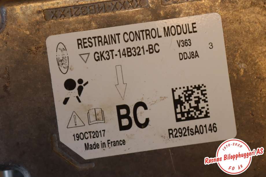 Airbag elektronikk til Ford Transit Custom 2013-2023 (Type I)  (FORD||GK3T-14B321-BC)