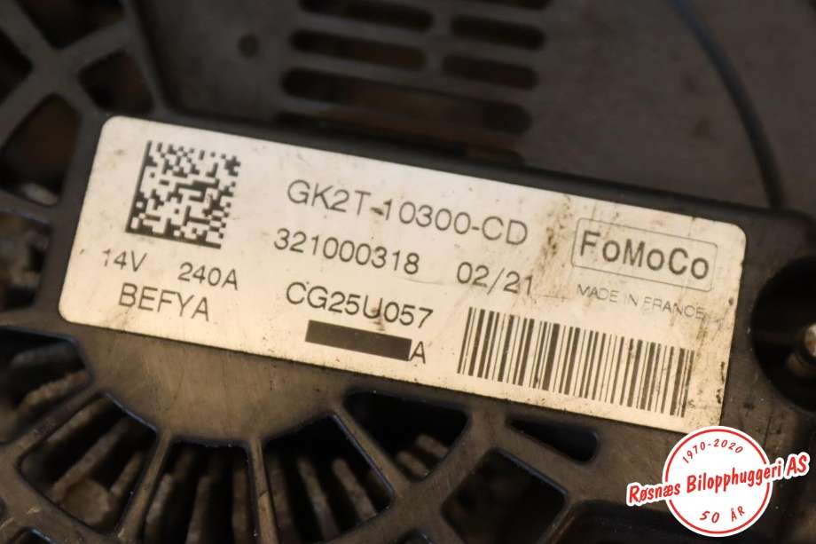 Dynamo til Ford Transit Custom 2013-2023 (Type I)  (FORD||GK2T-10300-CD)