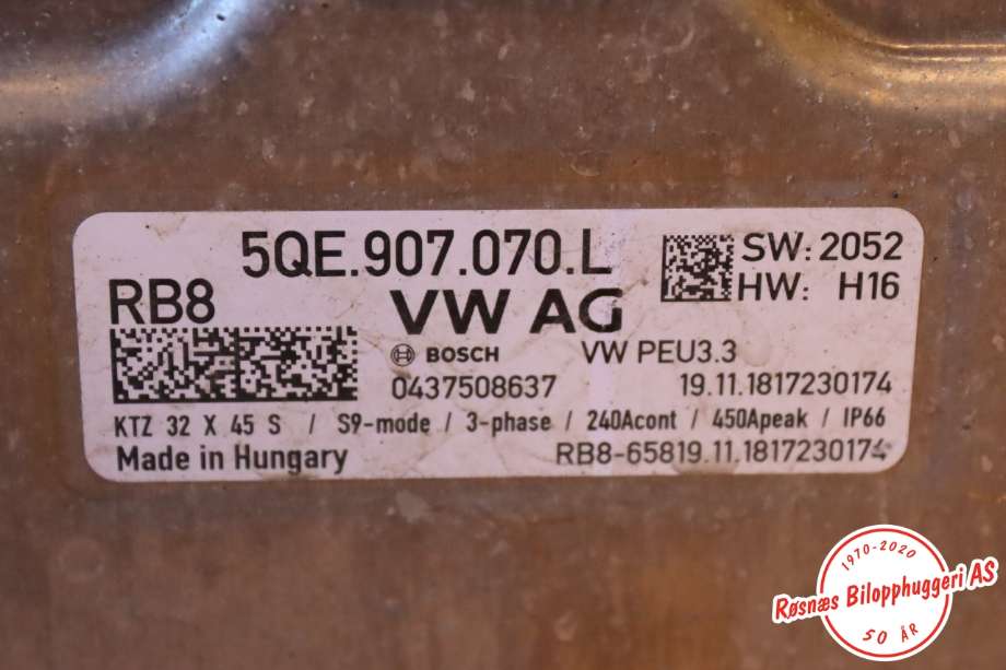 Inverter elbil til VW e-Golf 2017-2020 (Fase 2)  (VOLKSWAGEN||5QE907070L)