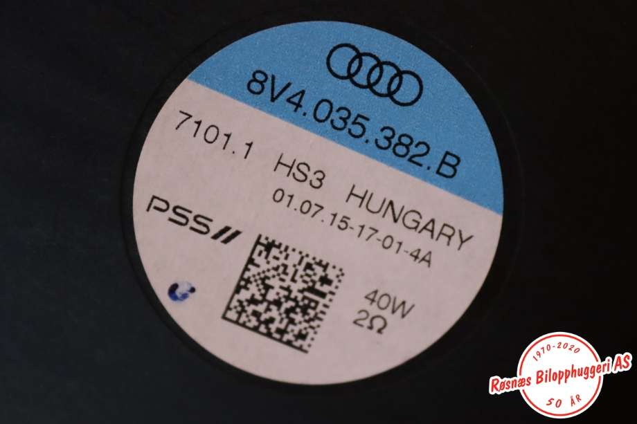 Bilstereo høyttaler til Audi A3 2016-2020 (Type III, Fase 2) (AUDI|8V4.035.382.B|)