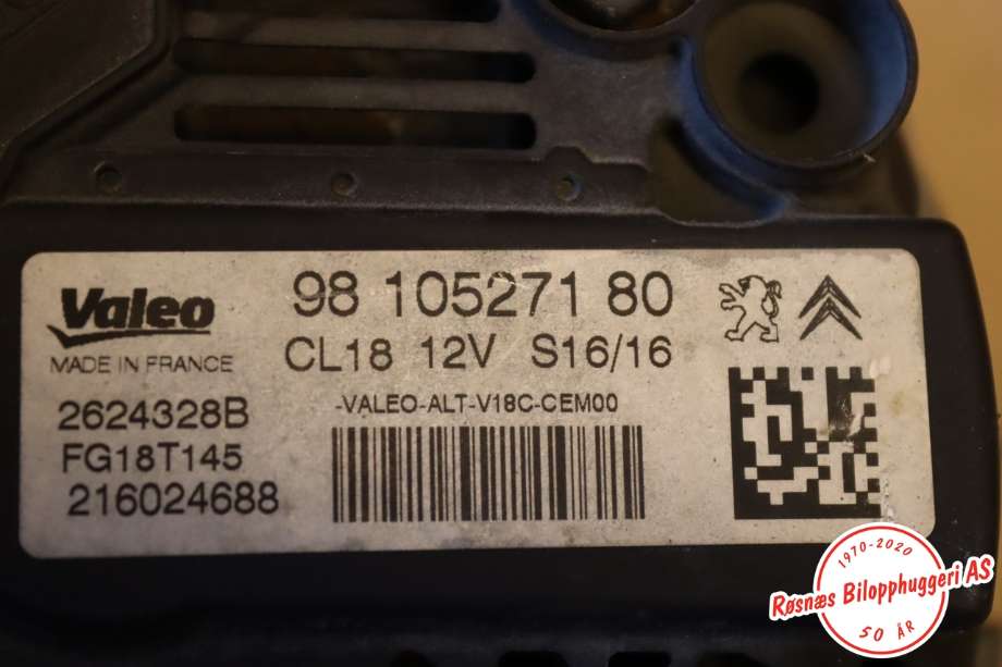 Dynamo til Citroën Berlingo 2008-2015 (Type II, Fase 1)  (9810527180|)
