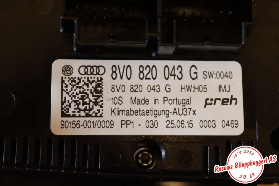 Varmeapparat betjening til Audi A3 2016-2020 (Type III, Fase 2) (AUDI|8V0820043G|)