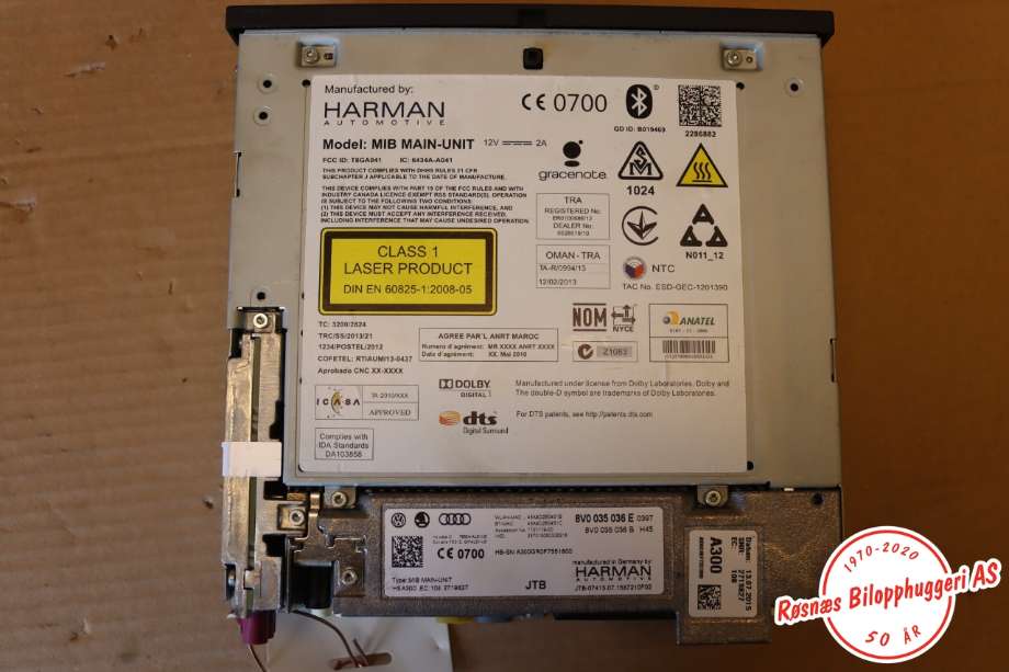 Bilstereo navigasjon spiller til Audi A3 2016-2020 (Type III, Fase 2)  (AUDI|8V0035036E|)