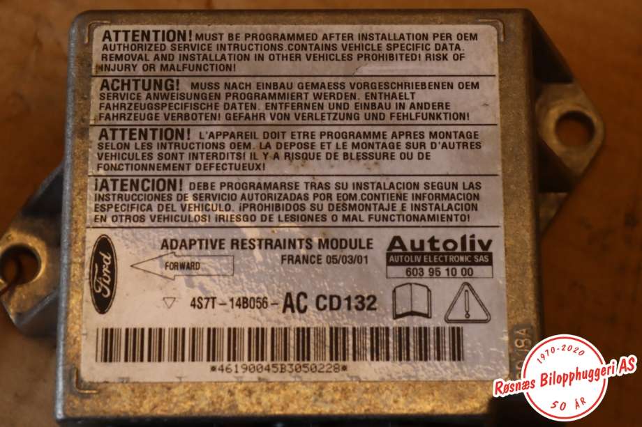 Airbag elektronikk til Ford Mondeo 2001-2007 (Type III) (FORD|4S7T-14B056-AC|)