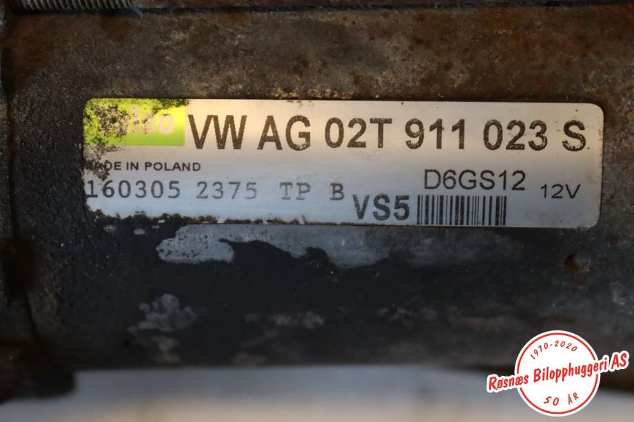Starter til VW Polo 2005-2009 (Type IV, Fase 2)  (VOLKSWAGEN|02T911023S|D6GS12|)