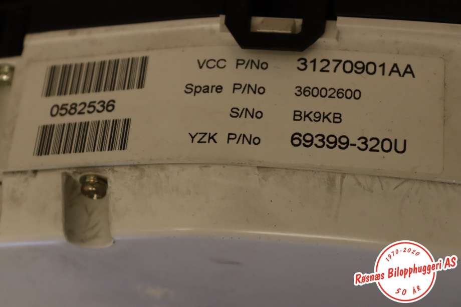 Speedometer til Volvo XC60 2008-2013 (Type I, Fase 1)  (VOLVO|31270901|)
