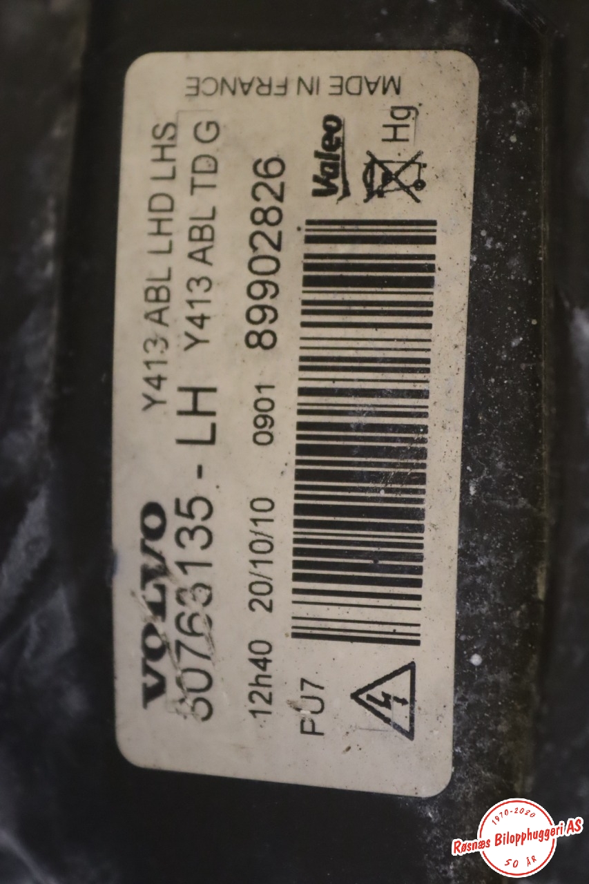 Frontlykt venstre xenon til Volvo XC60 2008-2013 (Type I, Fase 1) (VOLVO|30763135|)