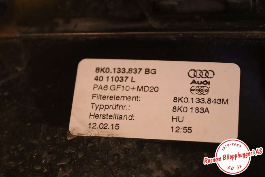 Luftfilterboks til Audi A4, Allroad 2009-2016 (Type I) (B8) (B8) (AUDI|8K0 133 837 BG|)