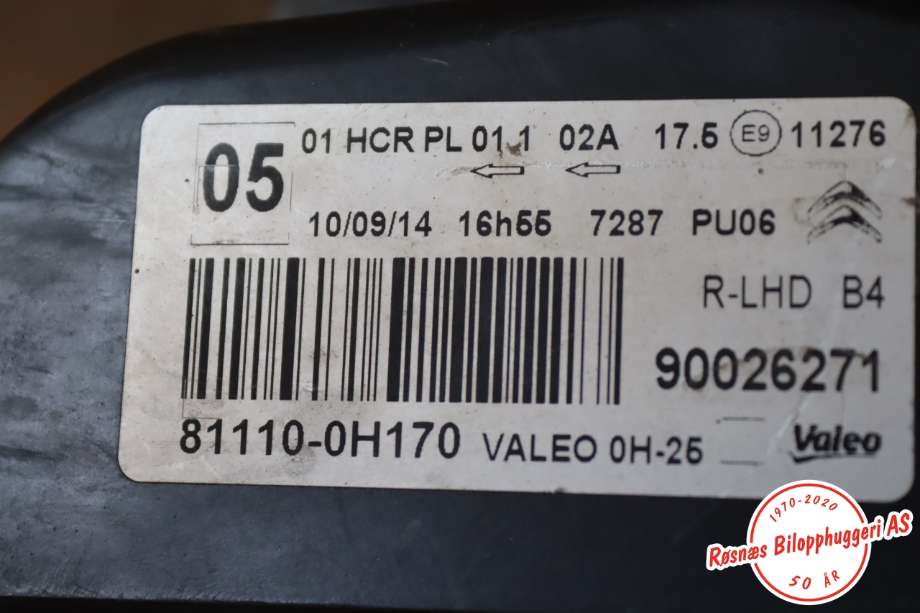 Frontlykt høyre halogen til Citroën C1 2014-->> (Type II) (CITROEN|811100H170||B0 008 634 80)