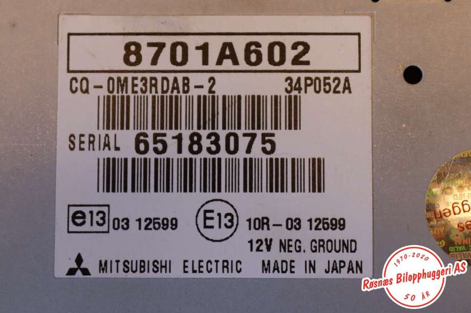 Diverse deler til Mitsubishi Outlander 2015-->> (Type III, Fase 2) (MITSUBISHI|8701A602|)