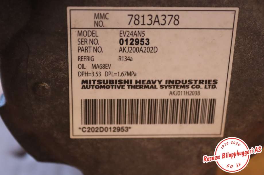 Aircondition kompressor til Mitsubishi Outlander 2015-->> (Type III, Fase 2) (MITSUBISHI|7813A378|)