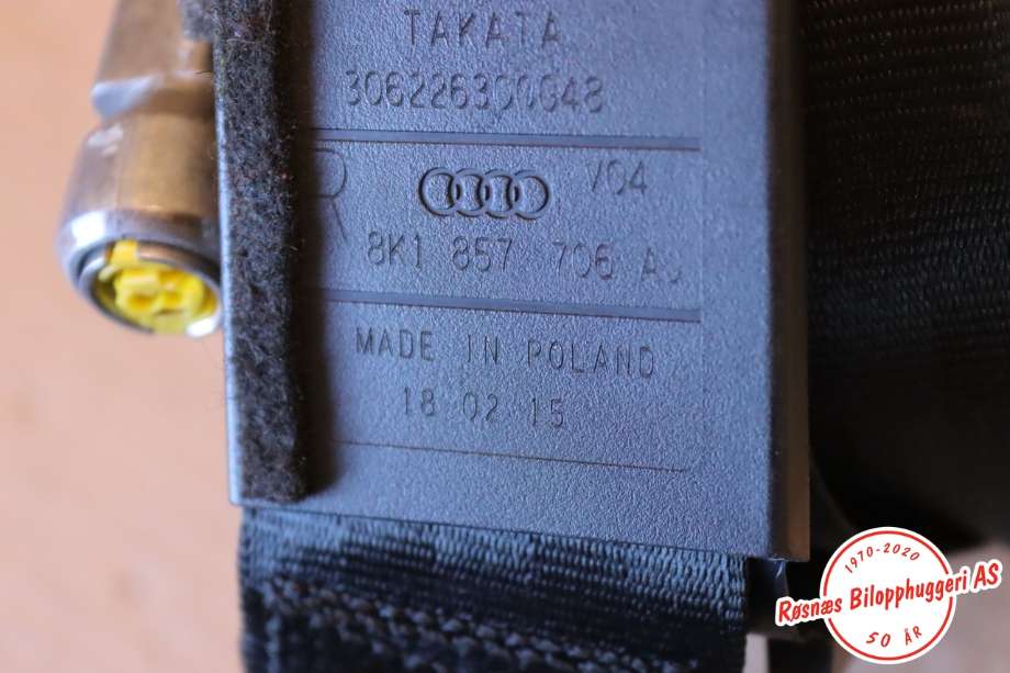 Sikkerhetsbelte foran høyre til Audi A4, Allroad 2009-2016 (Type I) (B8) (B8) (AUDI|8K1 857 706 AJ|)