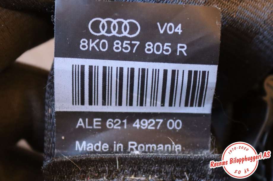 Sikkerhetsbelte bak høyre til Audi A4, Allroad 2009-2016 (Type I) (B8) (B8) (AUDI|8K0 857 805 R|)