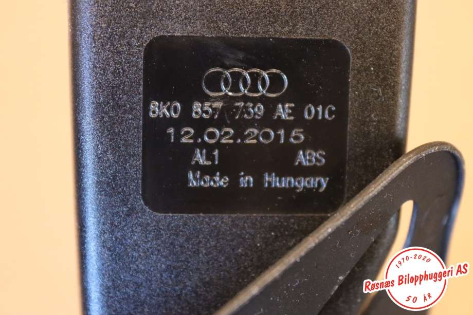 Sikkerhetsbeltelås baksete til Audi A4, Allroad 2009-2016 (Type I) (B8) (B8) (AUDI|8K0857739AE|)