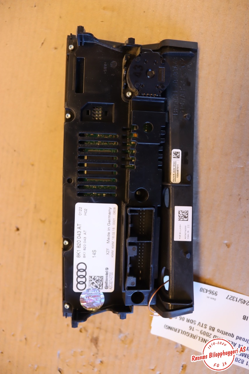 Varmeapparat betjening til Audi A4, Allroad 2009-2016 (Type I) (B8) (B8) (AUDI|8K1 820 043 AT|)