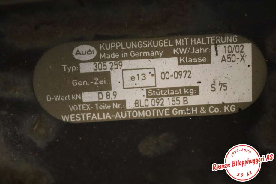 Hengerfeste til Audi A3 1996-2003 (Type I) (AUDI|8L0 092 155 B|)