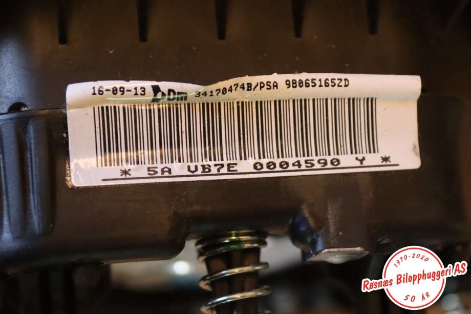 Airbag rattpute til Toyota Proace 2013-2016 (Type I) (98065165ZD||SU001A2491)