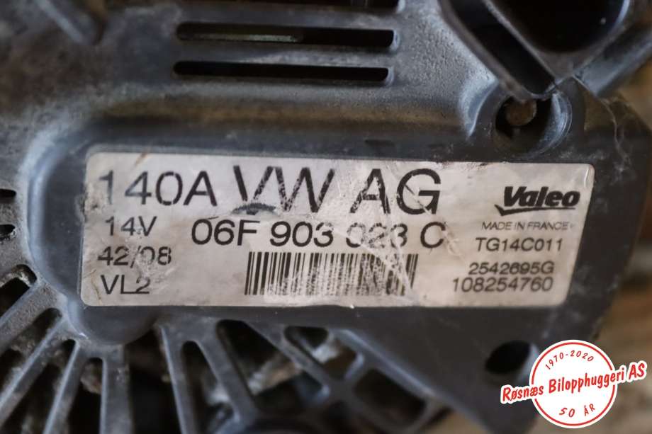 Dynamo til VW Touran 2007-2010 (Type I, Fase 2)  (VOLKSWAGEN|06F 903 023F|)
