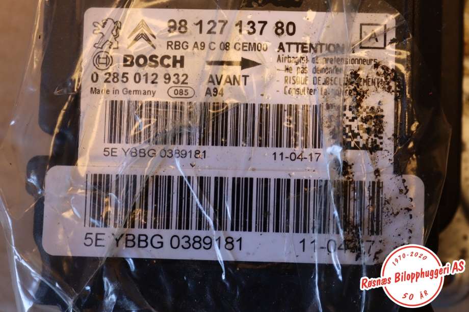 Airbag elektronikk til Peugeot 2008 2013-2019 (Type I) (PEUGEOT|98 127 137 80|)