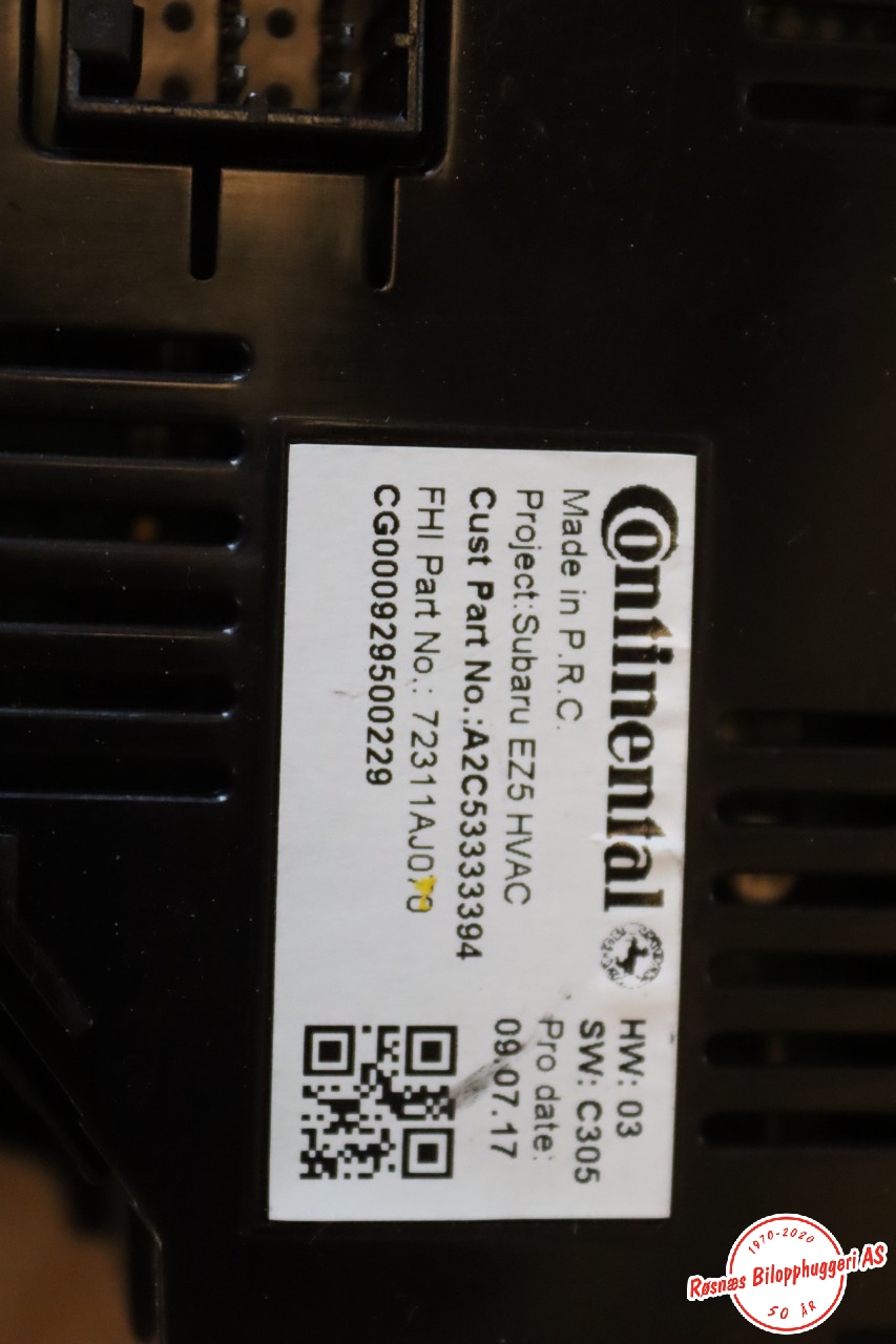 Varmeapparat betjening til Subaru Outback 2009-2014 (Type IV) (72311AJ070|)