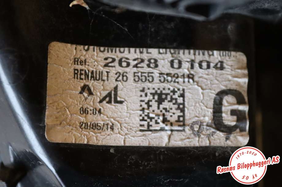Baklykt venstre til Renault Zoe 2013-2019 (Fase 1)  (265555521R|)