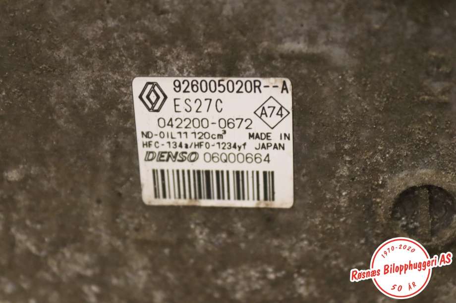 Aircondition kompressor til Renault Zoe 2013-2019 (Fase 1) (926005020R|)