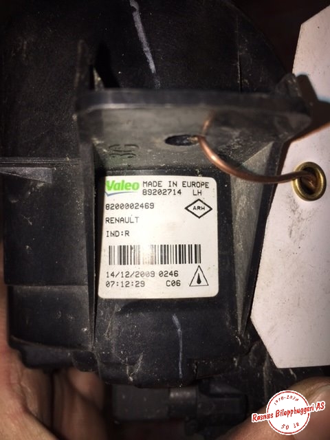 Tåkelykt høyre foran til Renault Clio 2009-2012 (Type III, Fase 2) (RENAULT|8200002469|89202714|)