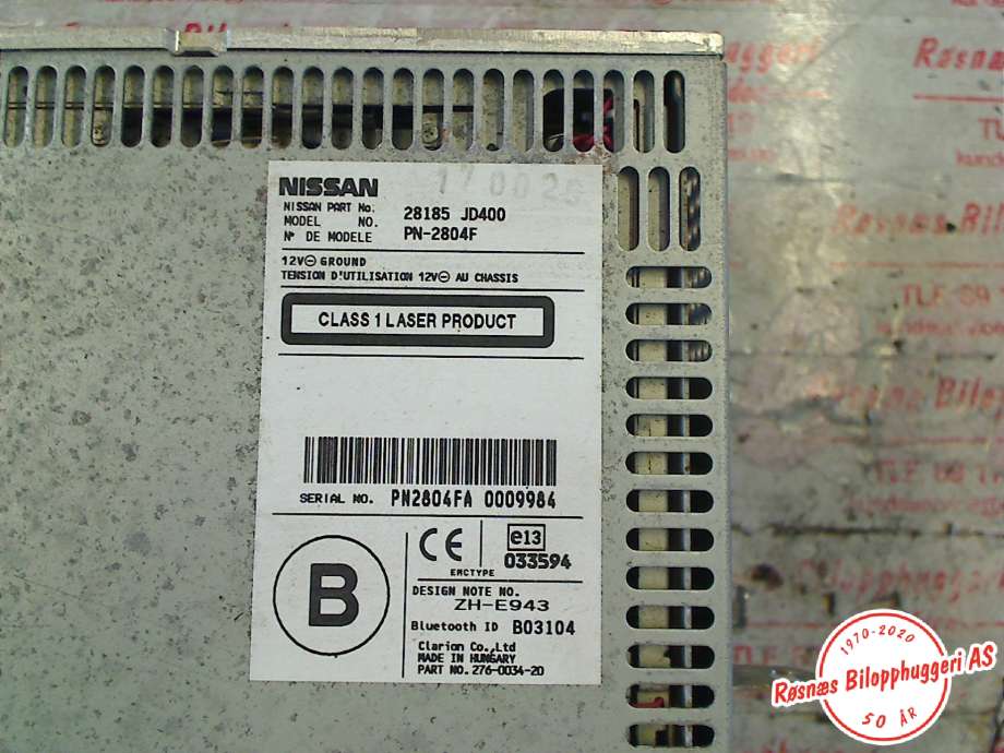 Bilstereo til Nissan Qashqai 2007-2010 (Type I, Fase 1) (NISSAN|28185JD400|)