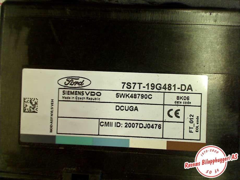 Styreenhet diverse til Ford Mondeo 2007-2010 (Type IV, Fase 1) (FORD|7S7T19G481DA|5WK48790C|)