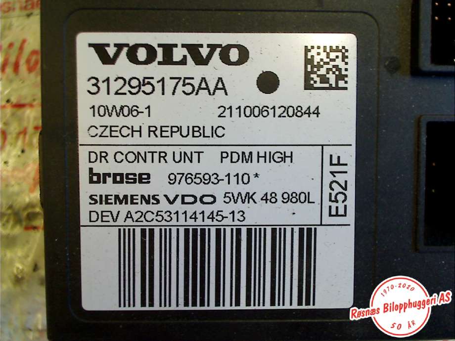 Ruteheis høyre til Volvo V50 2007-2012 (Fase 2)  (31295175AA|979038-100|091207 979038-100)